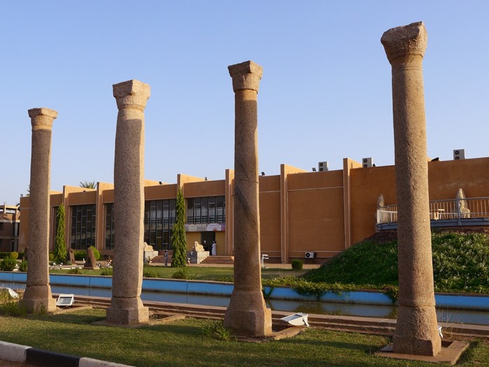 Granite columns from the cathedral church in Faras in the garden of the Sudan National Museum. Photo: ARCHiNOS Architecture.