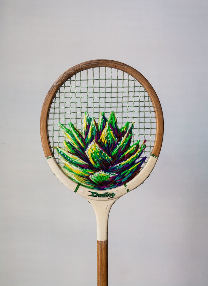 Old tennis rackets become colourful works of art | Design Indaba