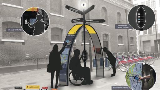 Information design. A More Inclusive Pedestrian Wayfinding System by Deborah Abidakun builds on the existing "Legible London" system to create an enhanced and more user-friendly navigation system