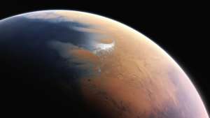 A rendering of what Mars might have looked like earlier in its life